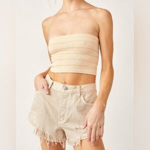 Free People Striped Amelia Bandeau/Almond Cream